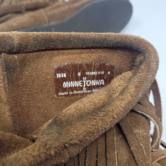 Minnetonka Boots Womens 8 Brown 3 Layer Fringe Western Boho Festival Moccasin - Picture 4 of 5